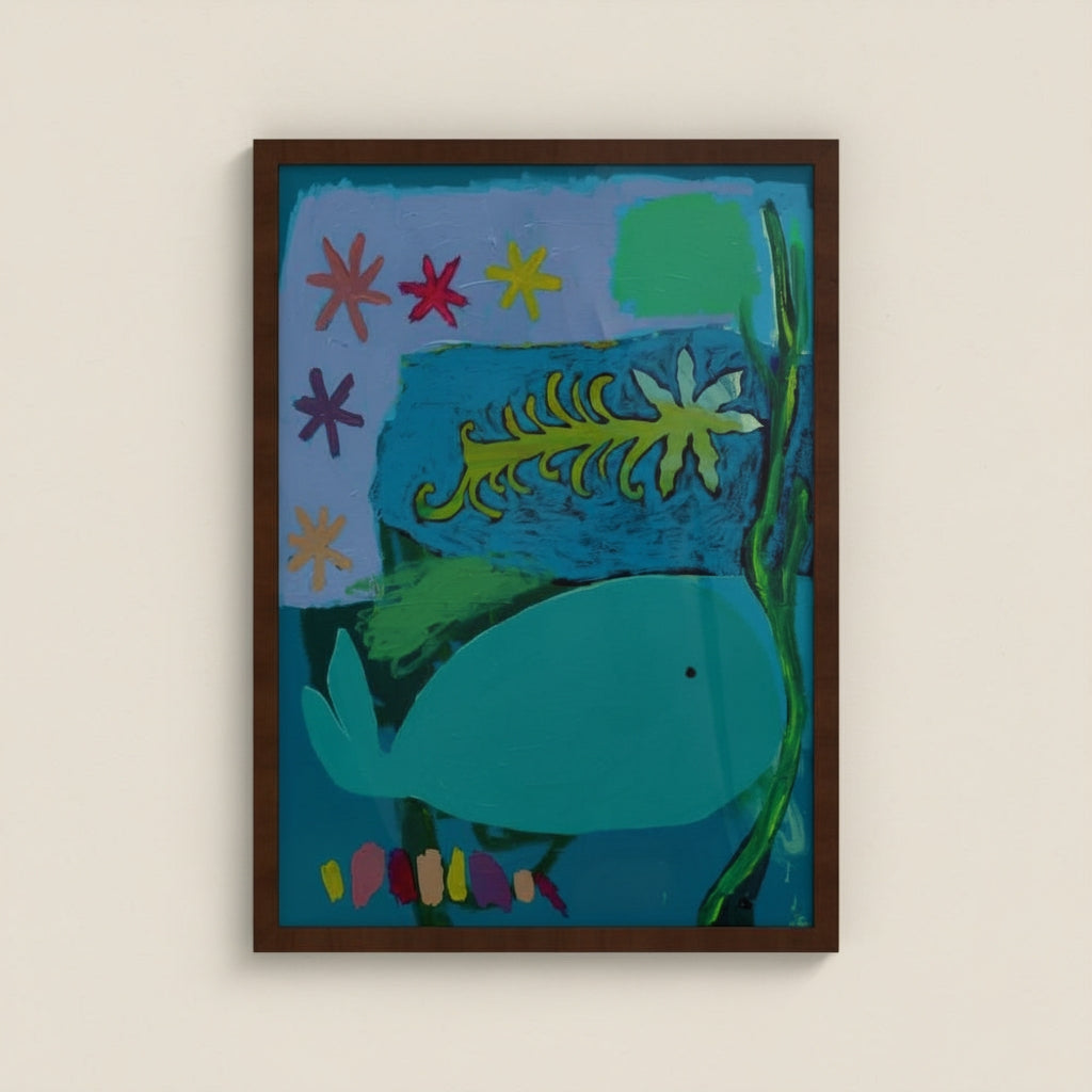 Moon Whale Framed Paper Print