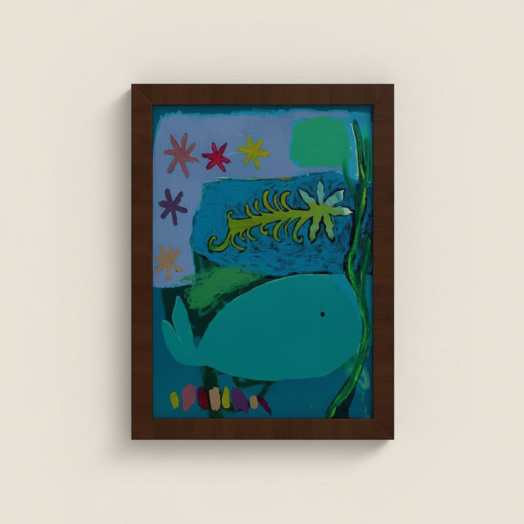 Moon Whale Framed Paper Print