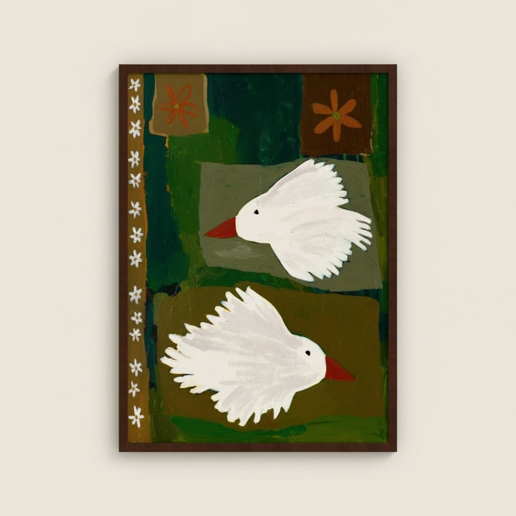 Two Birds, One Heart Framed Paper Print