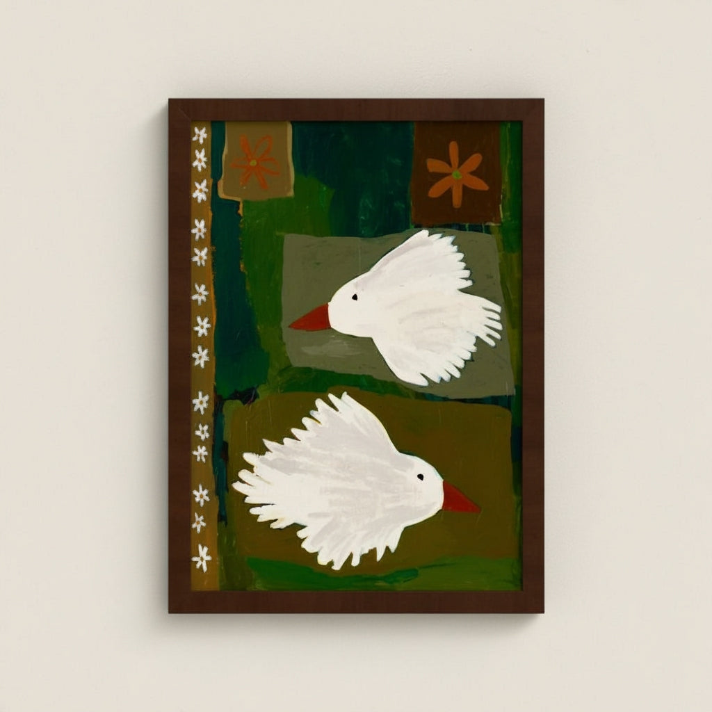 Two Birds, One Heart Framed Paper Print