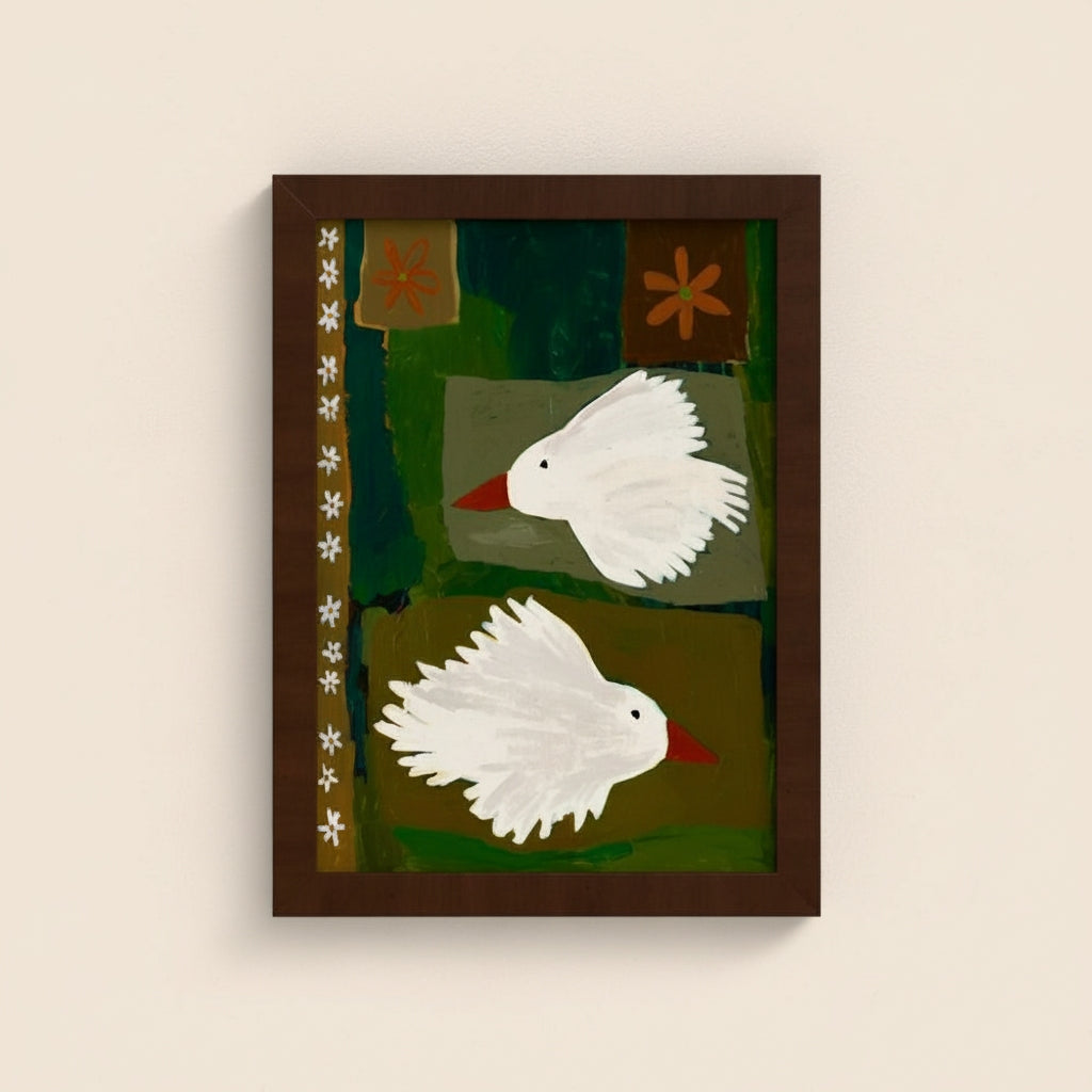 Two Birds, One Heart Framed Paper Print